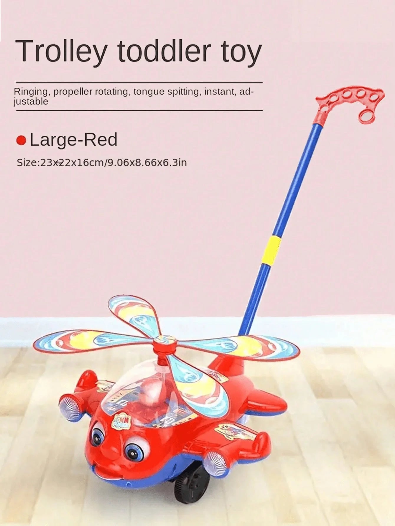 Cartoon Airplane Toy Trolley – Push Along Walking Toy for Toddlers & Kids