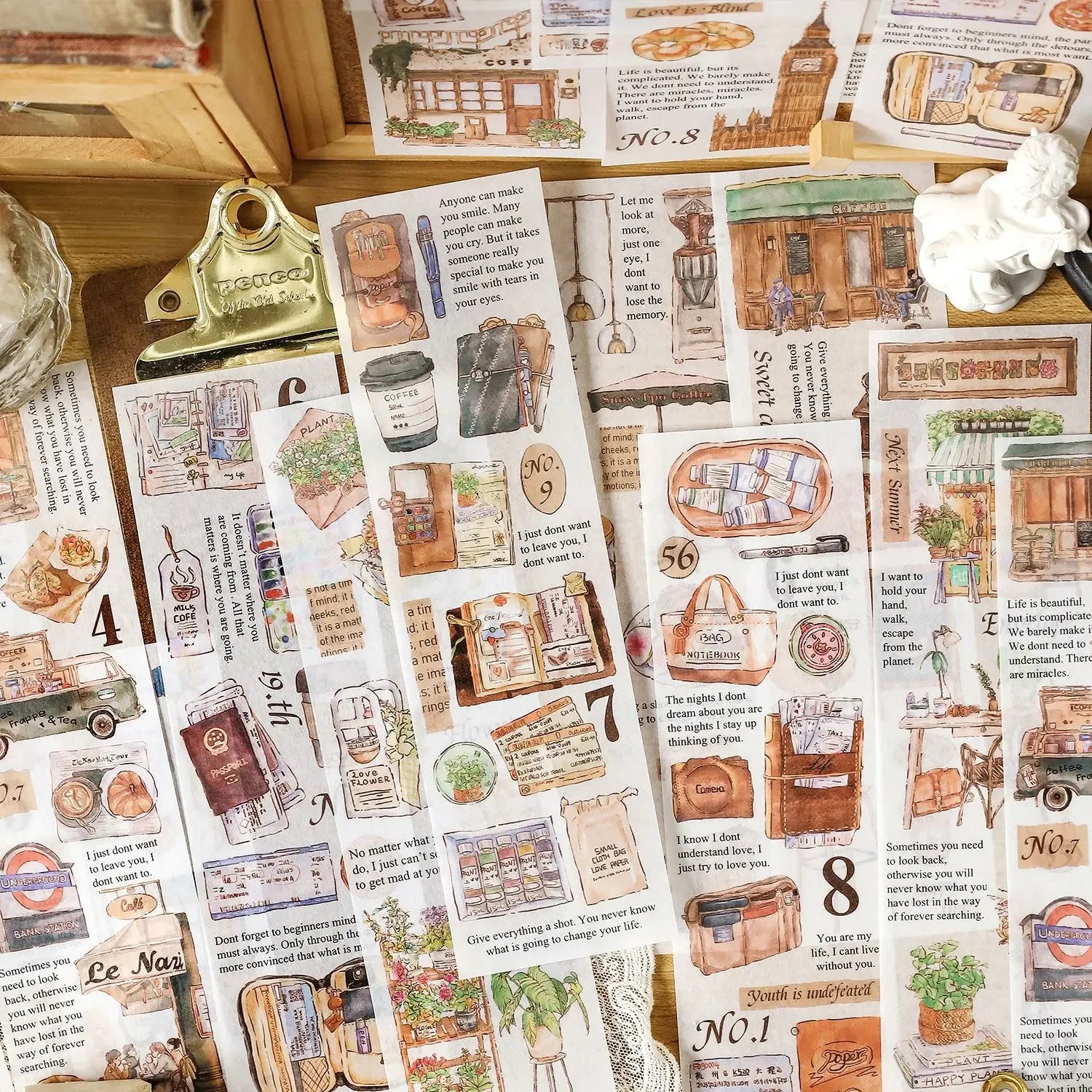 Travel Stickers Pack – 6pcs DIY Scrapbooking & Junk Journal