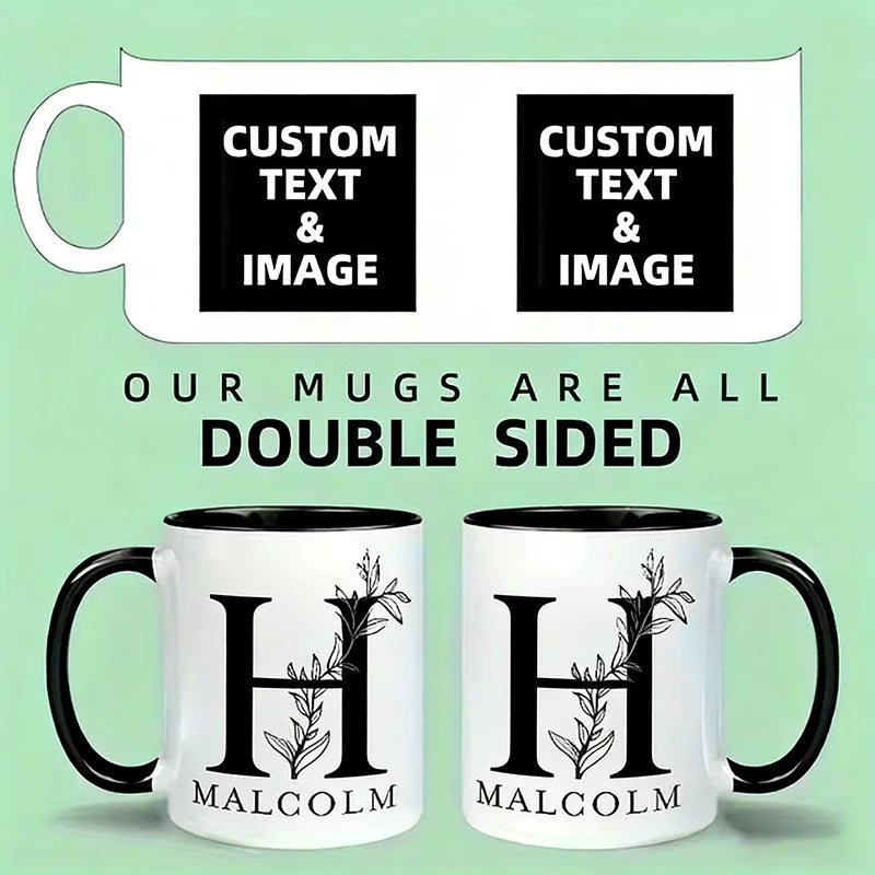 Personalised Photo & Text Mug – Custom Colour Ceramic Gift