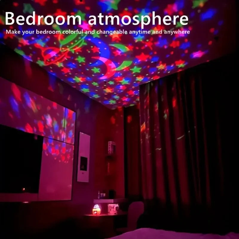 Galaxy Star Projector Night Light – LED Moon & Star Bedroom Atmosphere Lamp