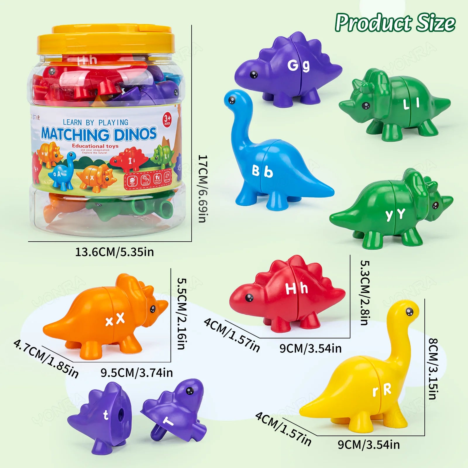 Matching Dinosaur Toy with Storage Bucket – Montessori Counting & Learning Toy for Toddlers