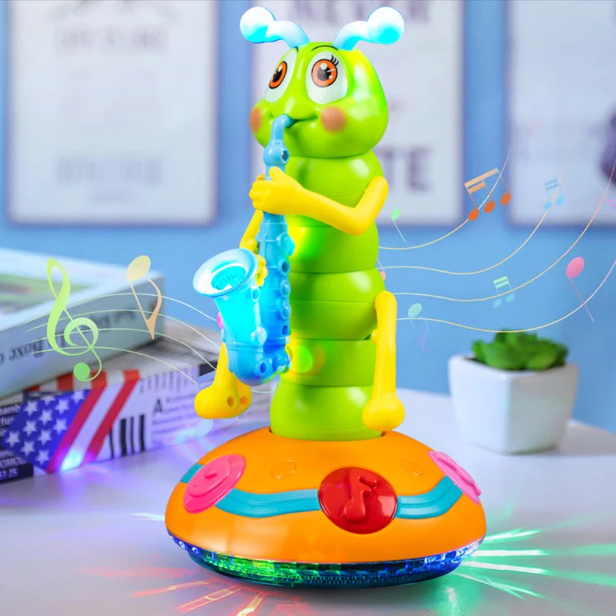 Electric Caterpillar Saxophone Toy – Dancing LED Light Music Toy for Kids