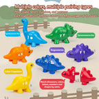 Matching Dinosaur Toy with Storage Bucket – Montessori Counting & Learning Toy for Toddlers