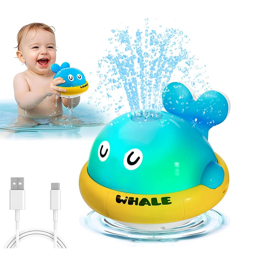 Light Up Whale Bath Toy for Babies & Toddlers – Sprinkler Fountain Bathtub Toy