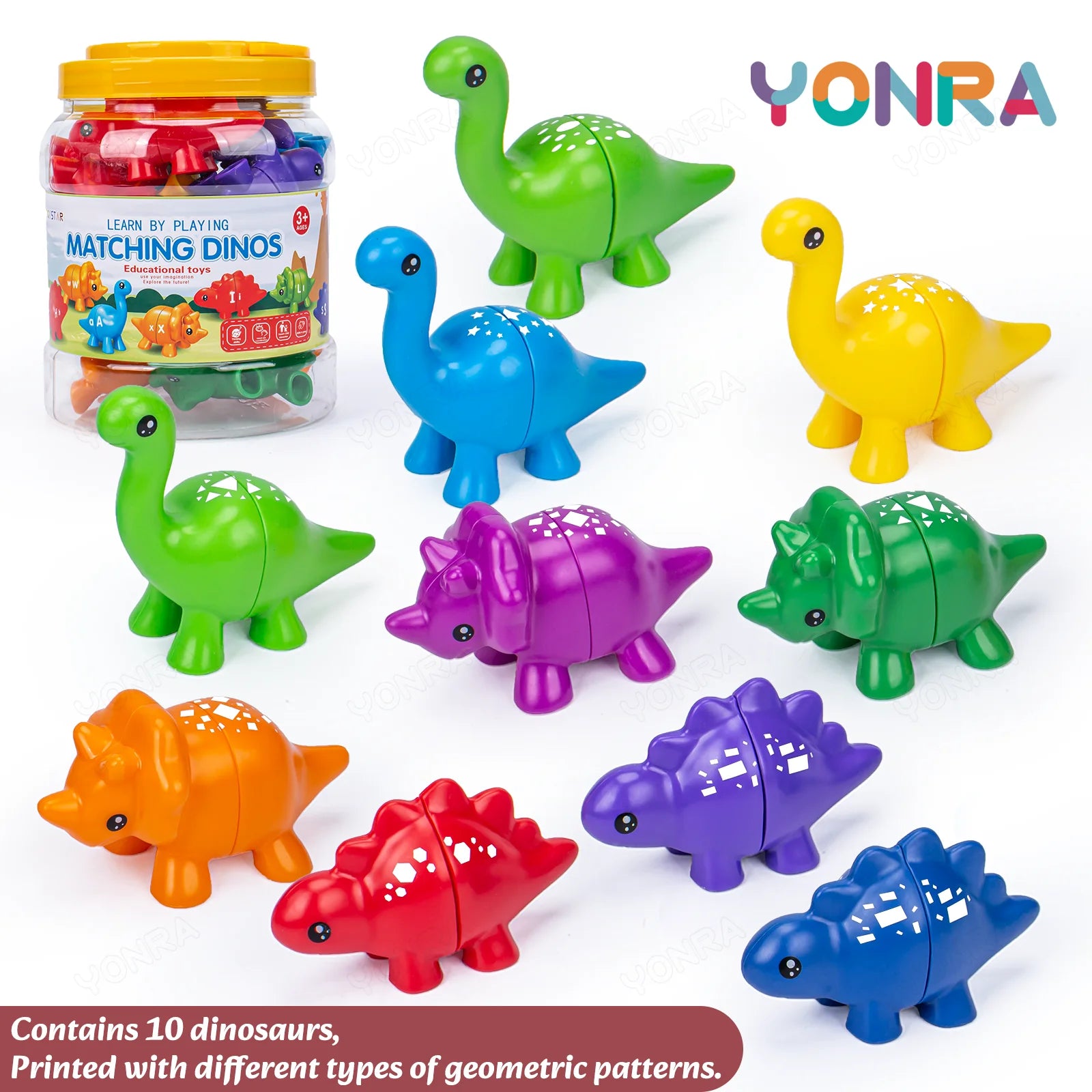 Matching Dinosaur Toy with Storage Bucket – Montessori Counting & Learning Toy for Toddlers