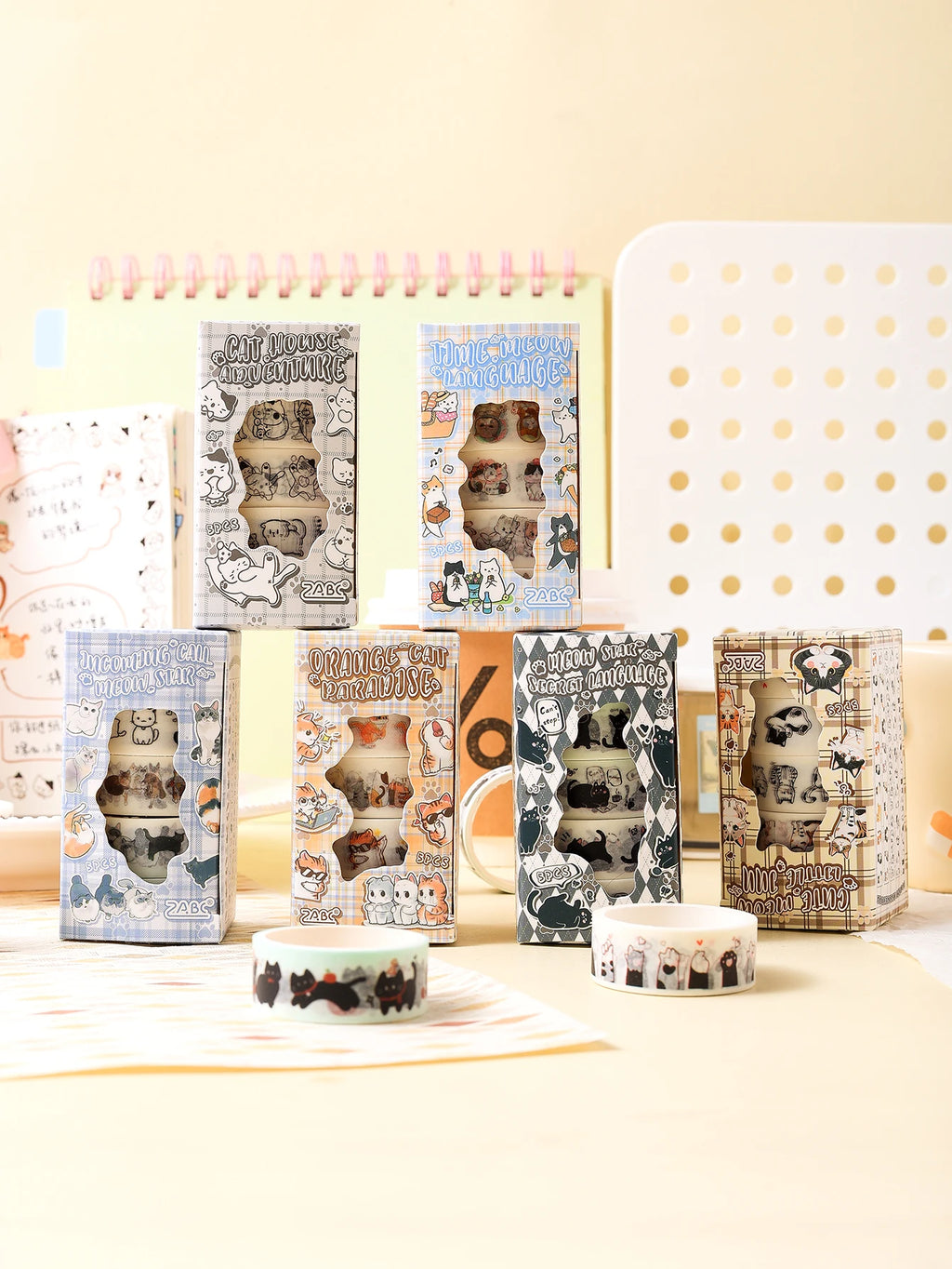 Animal Pattern Washi Tape Set – 5 Rolls