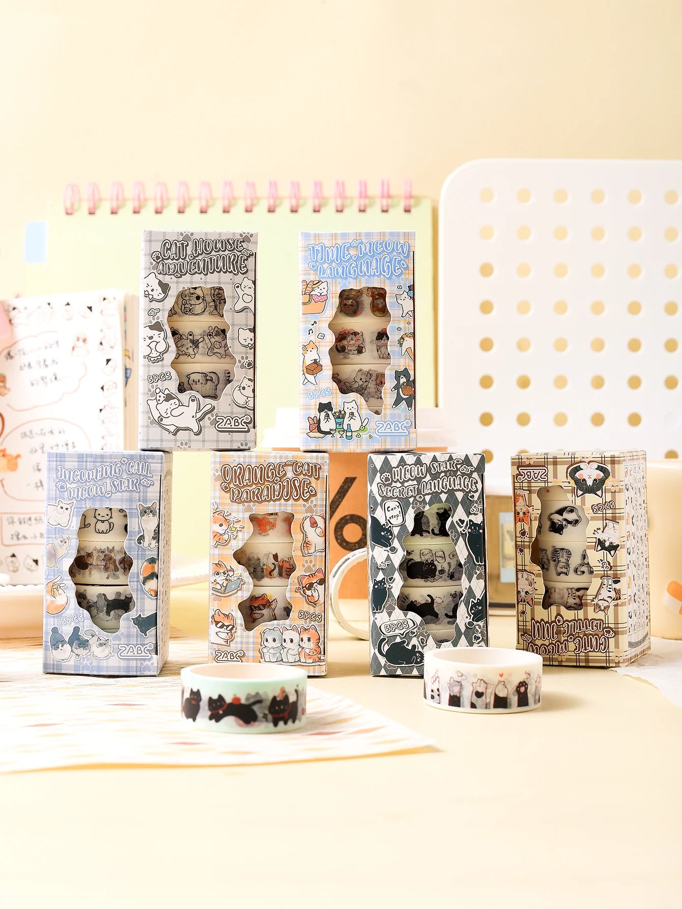 Animal Pattern Washi Tape Set – 5 Rolls
