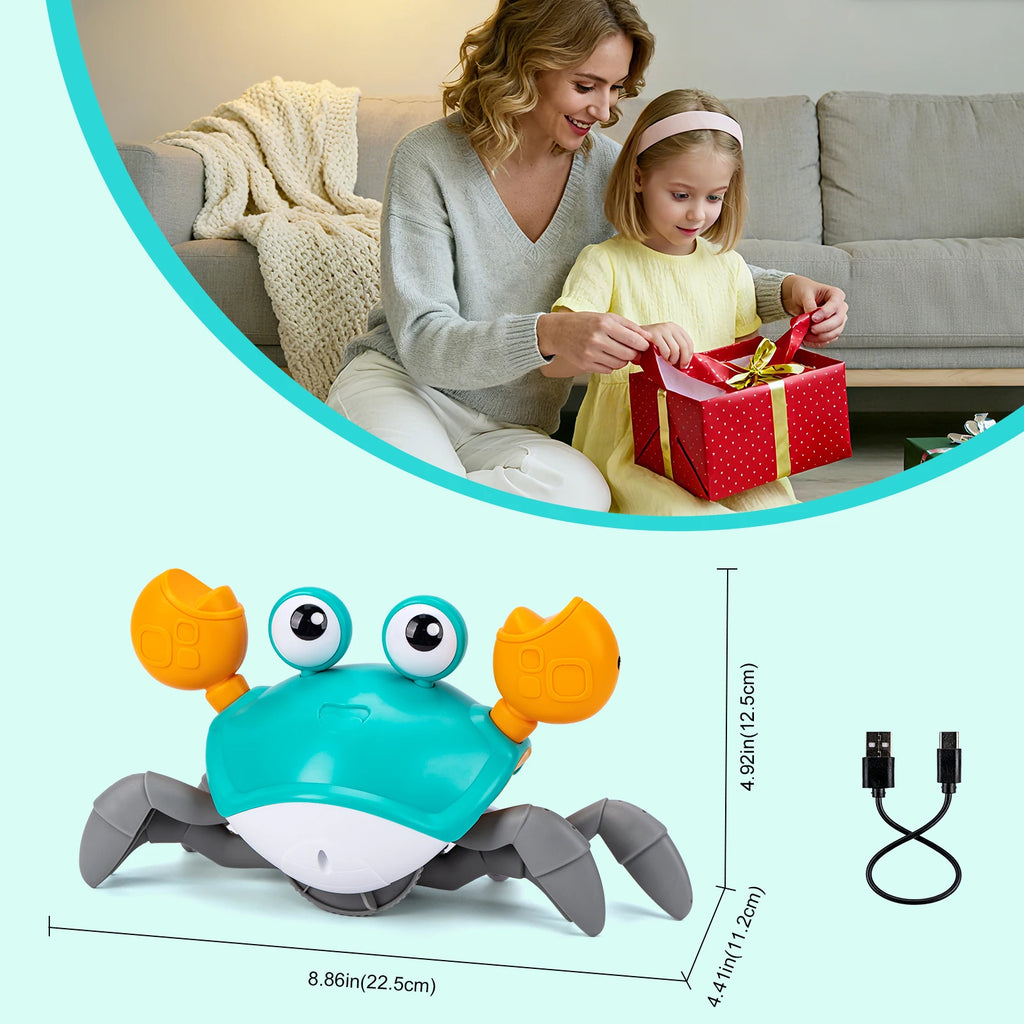 Dancing Crab Baby Toy – Interactive USB Rechargeable Crawling Toy