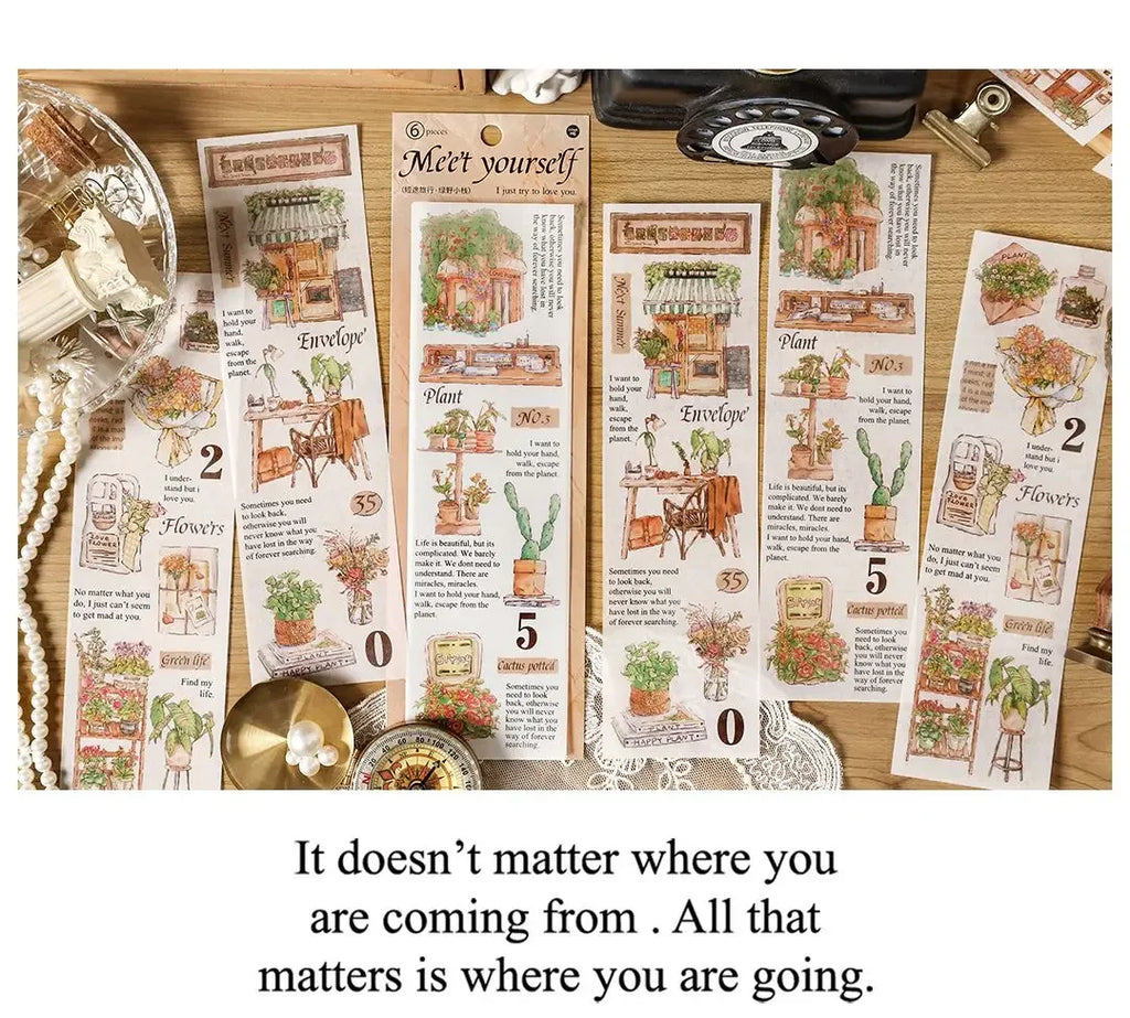 Travel Stickers Pack – 6pcs DIY Scrapbooking & Junk Journal