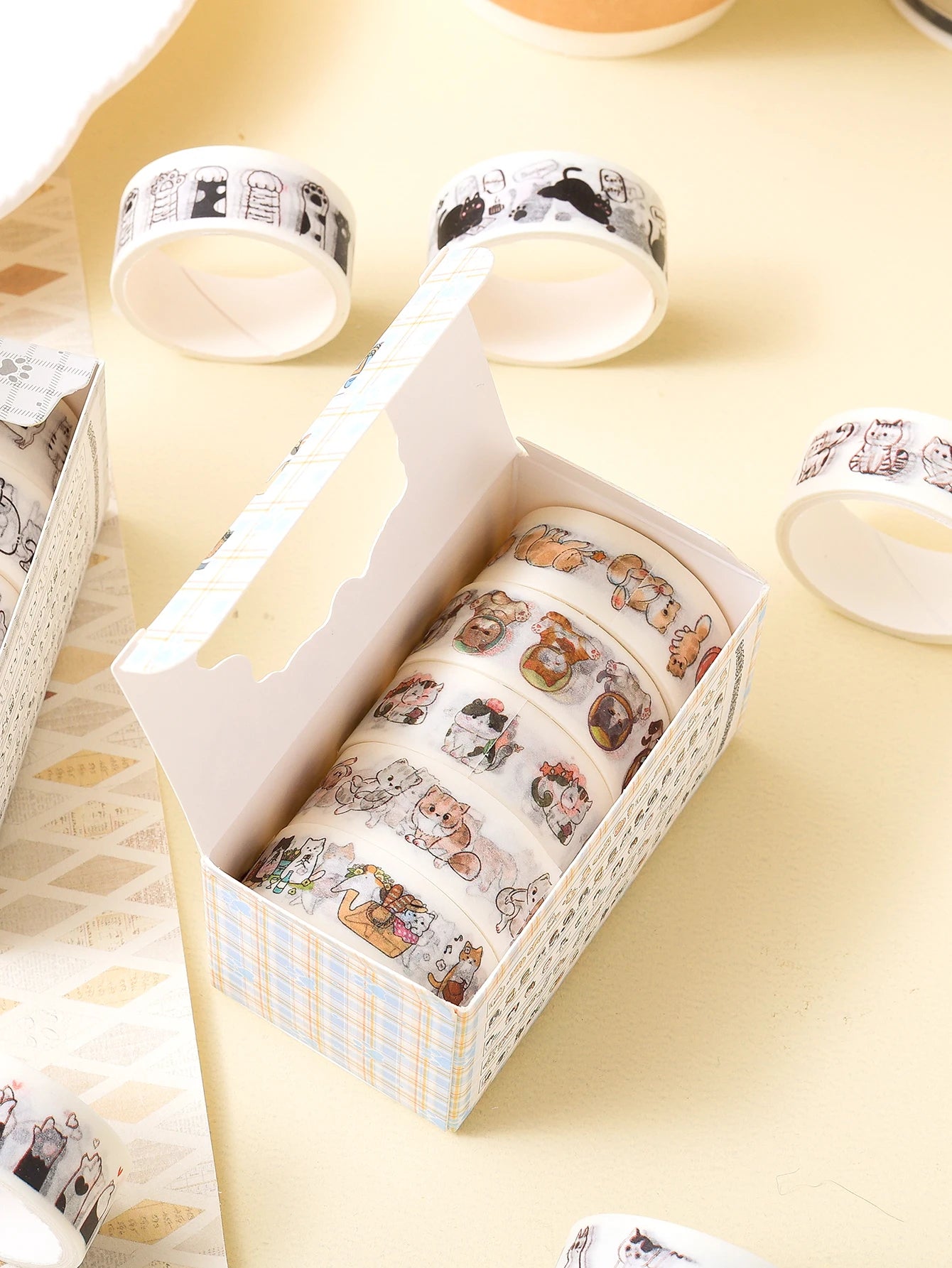 Animal Pattern Washi Tape Set – 5 Rolls