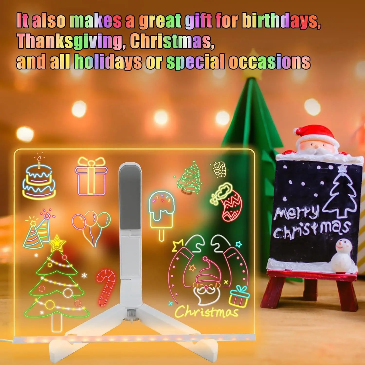LED Note Board with Night Light – Colourful Drawing Board for Kids with 7 Pens