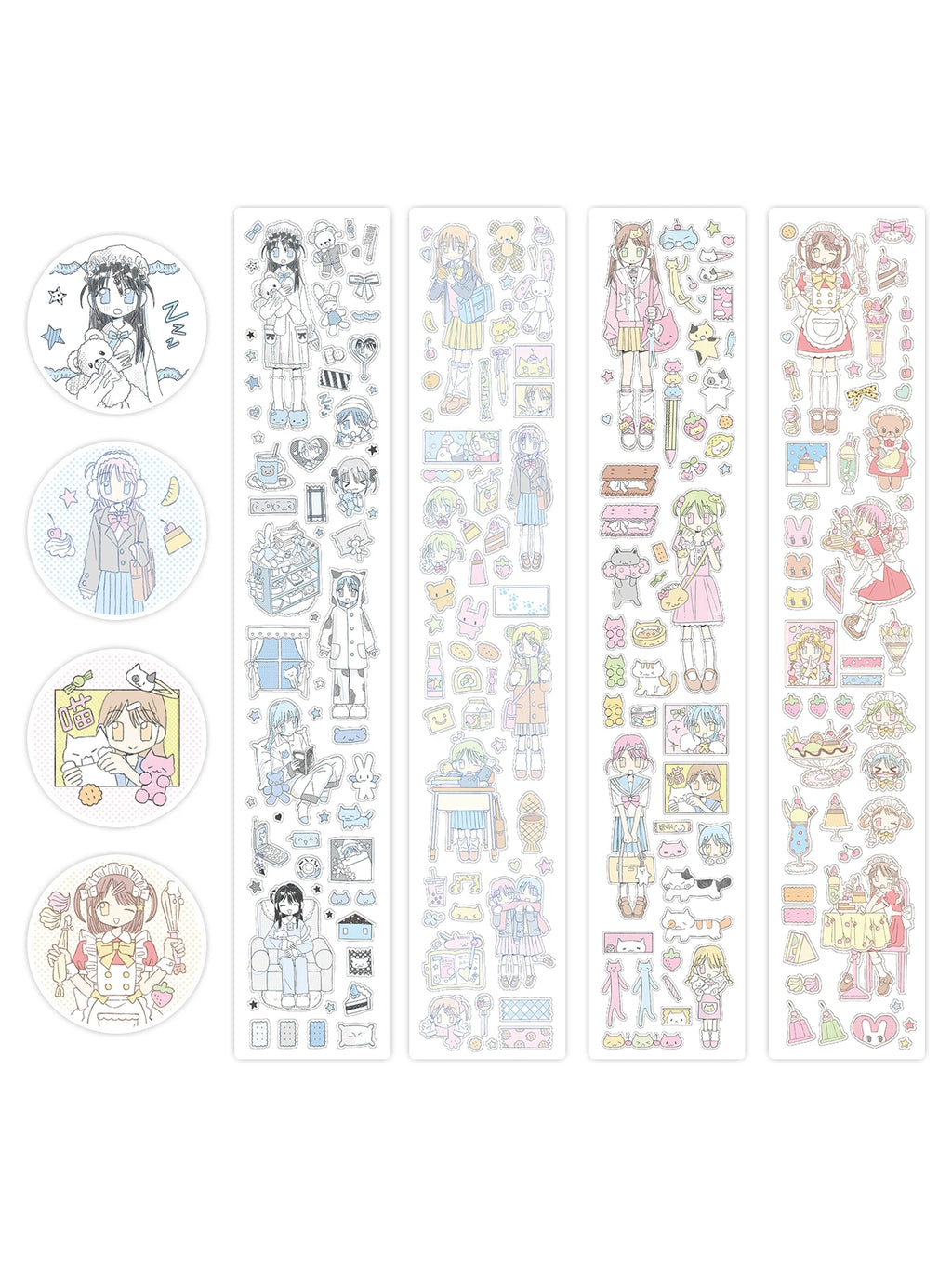 Kawaii Character Washi Tape – Sticker Tape for Journaling & Scrapbooking