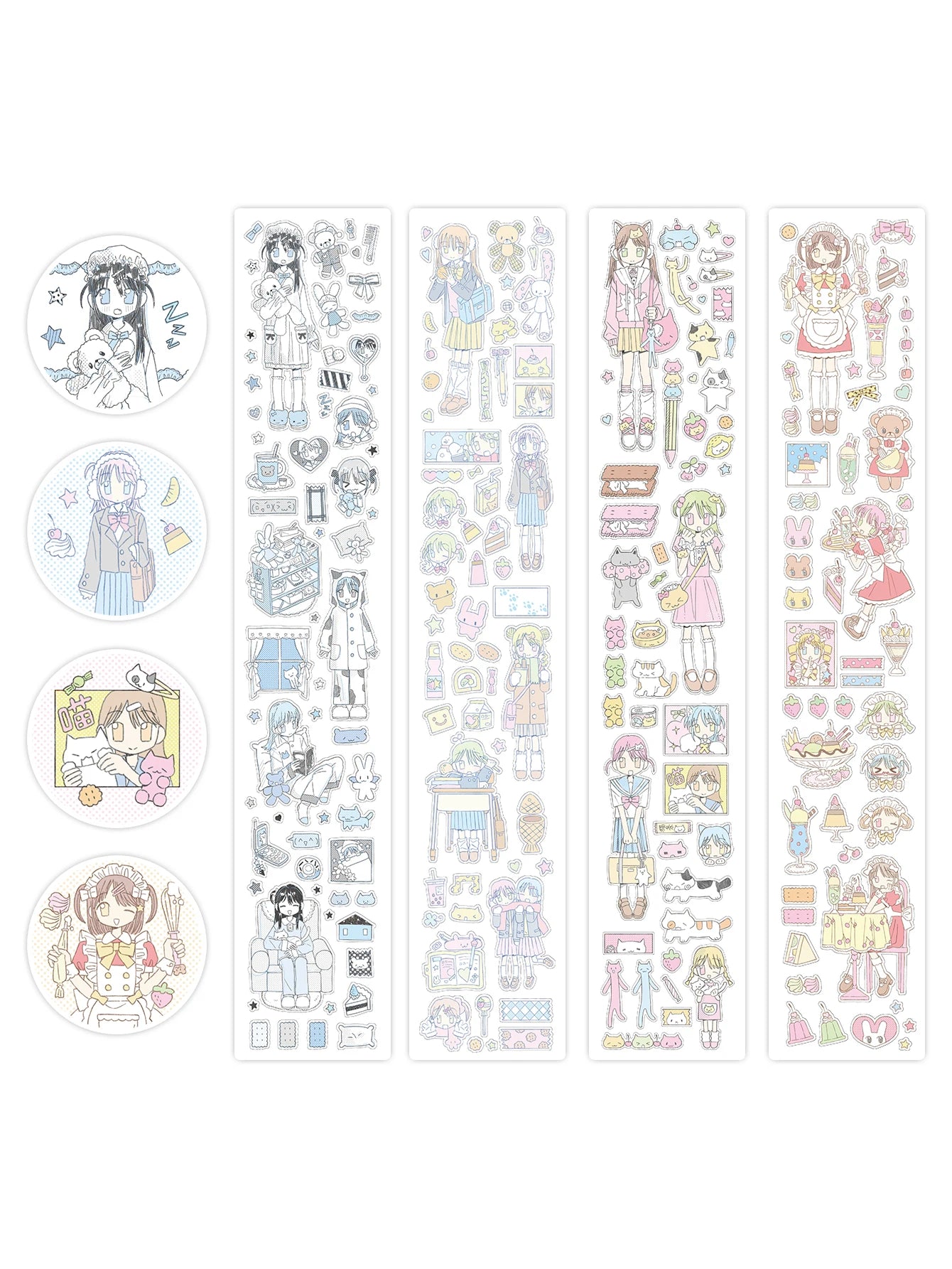 Kawaii Character Washi Tape – Sticker Tape for Journaling & Scrapbooking