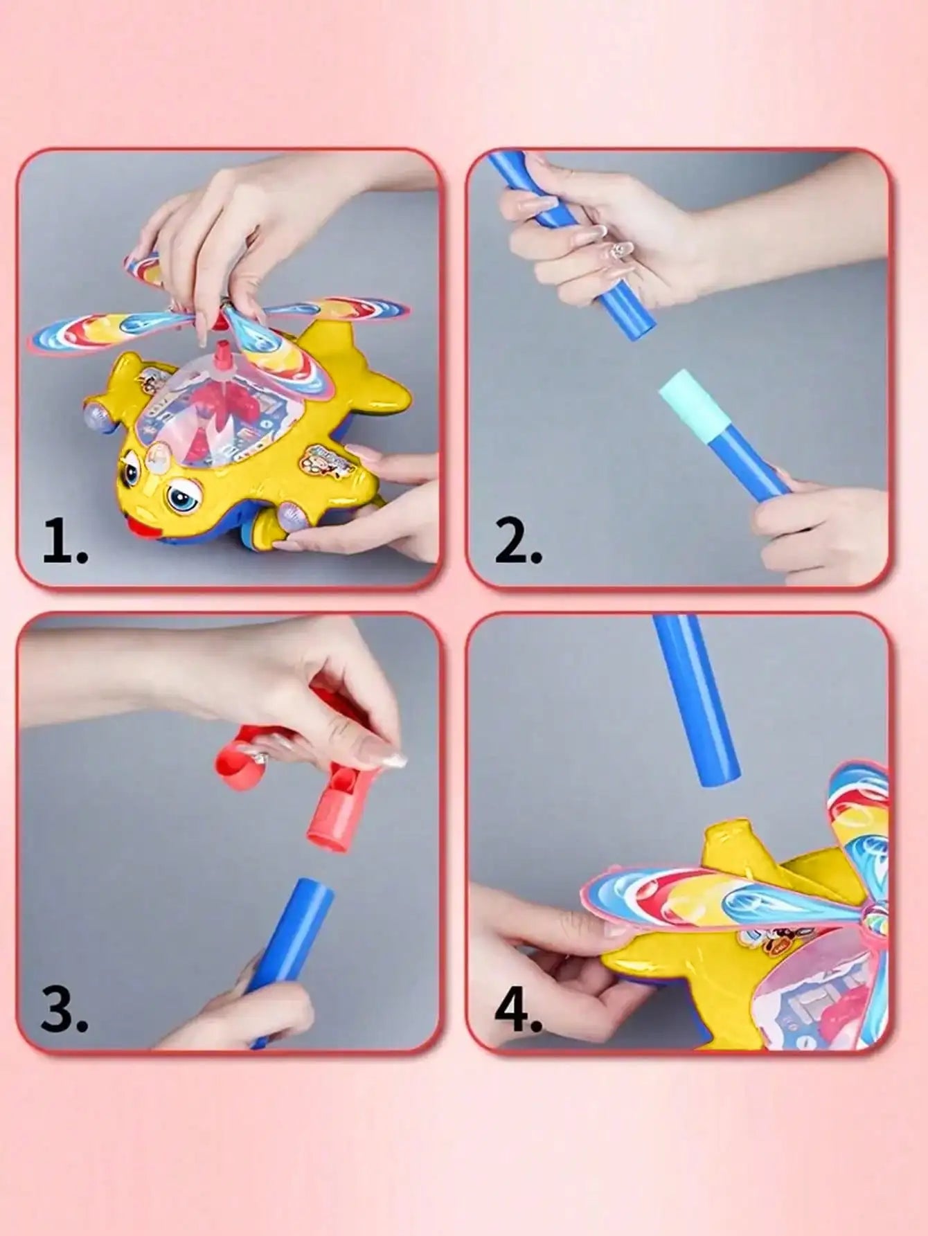 Cartoon Airplane Toy Trolley – Push Along Walking Toy for Toddlers & Kids