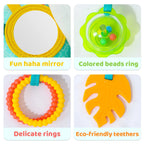 Baby Sensory Hanging Toy – Crinkle Squeaky Plush Animal with Teether for Pram, Crib & Car Seat