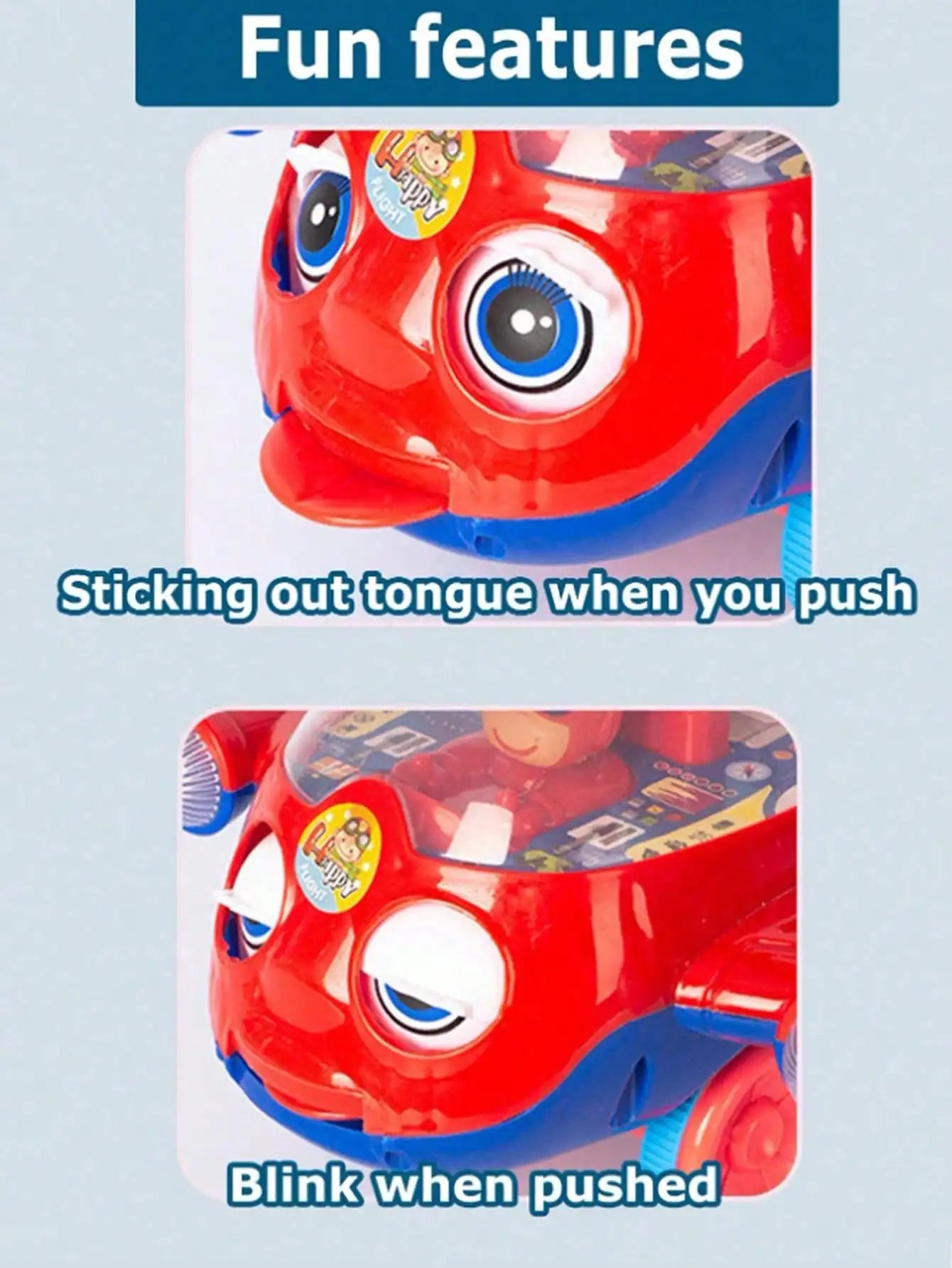 Cartoon Airplane Toy Trolley – Push Along Walking Toy for Toddlers & Kids