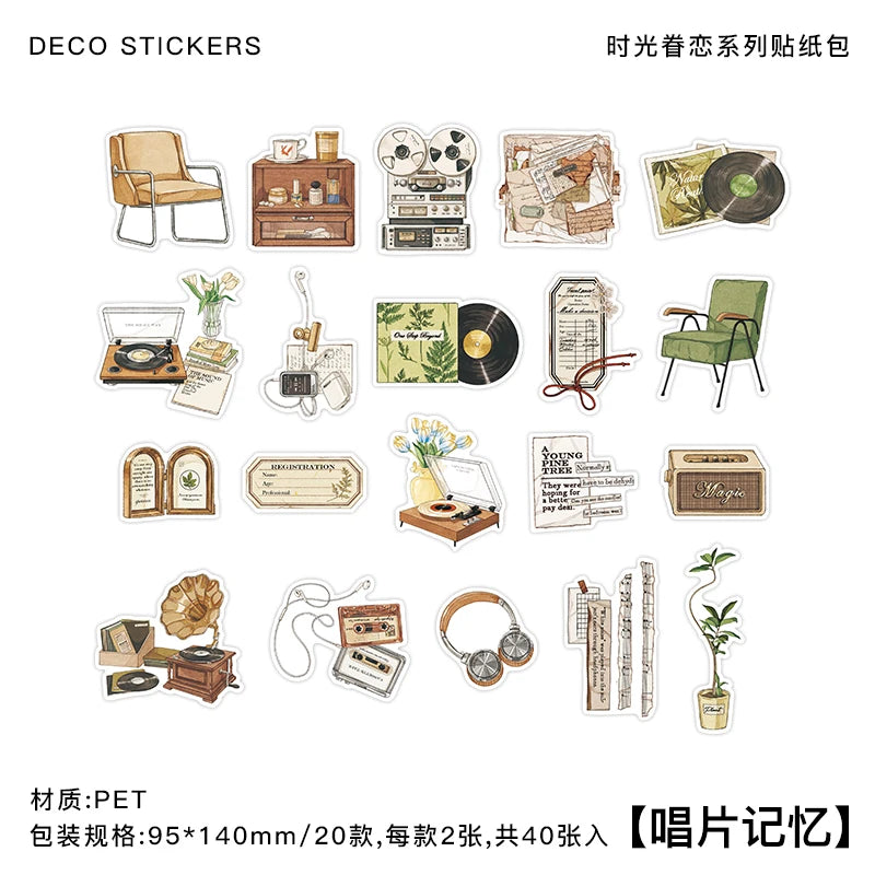 Vintage Dark Art PET Stickers – 40pcs