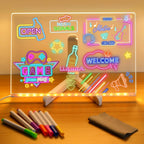 LED Note Board with Night Light – Colourful Drawing Board for Kids with 7 Pens