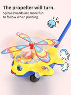 Cartoon Airplane Toy Trolley – Push Along Walking Toy for Toddlers & Kids