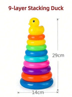 Yellow Duck Rainbow Tower Stacking Toy – Circle Toss & Stacking Game for Kids