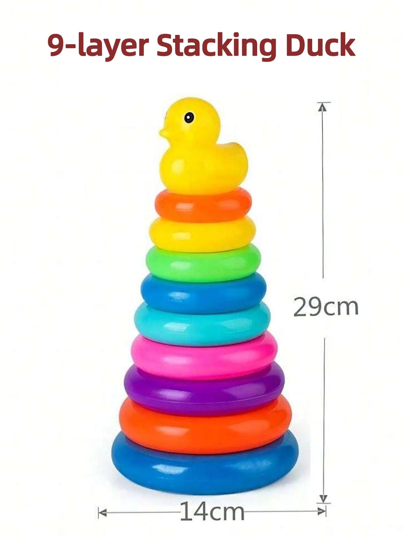 Yellow Duck Rainbow Tower Stacking Toy – Circle Toss & Stacking Game for Kids