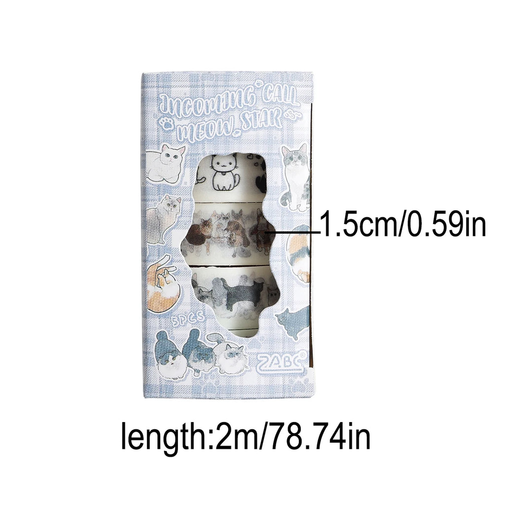 Animal Pattern Washi Tape Set – 5 Rolls