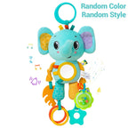 Baby Sensory Hanging Toy – Crinkle Squeaky Plush Animal with Teether for Pram, Crib & Car Seat