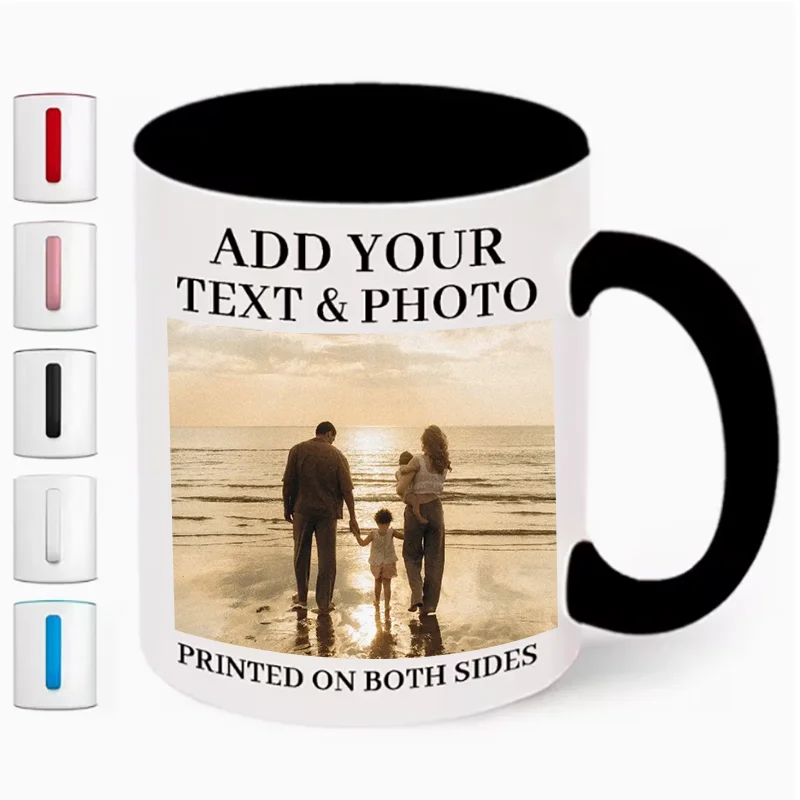 Personalised Photo & Text Mug – Custom Colour Ceramic Gift