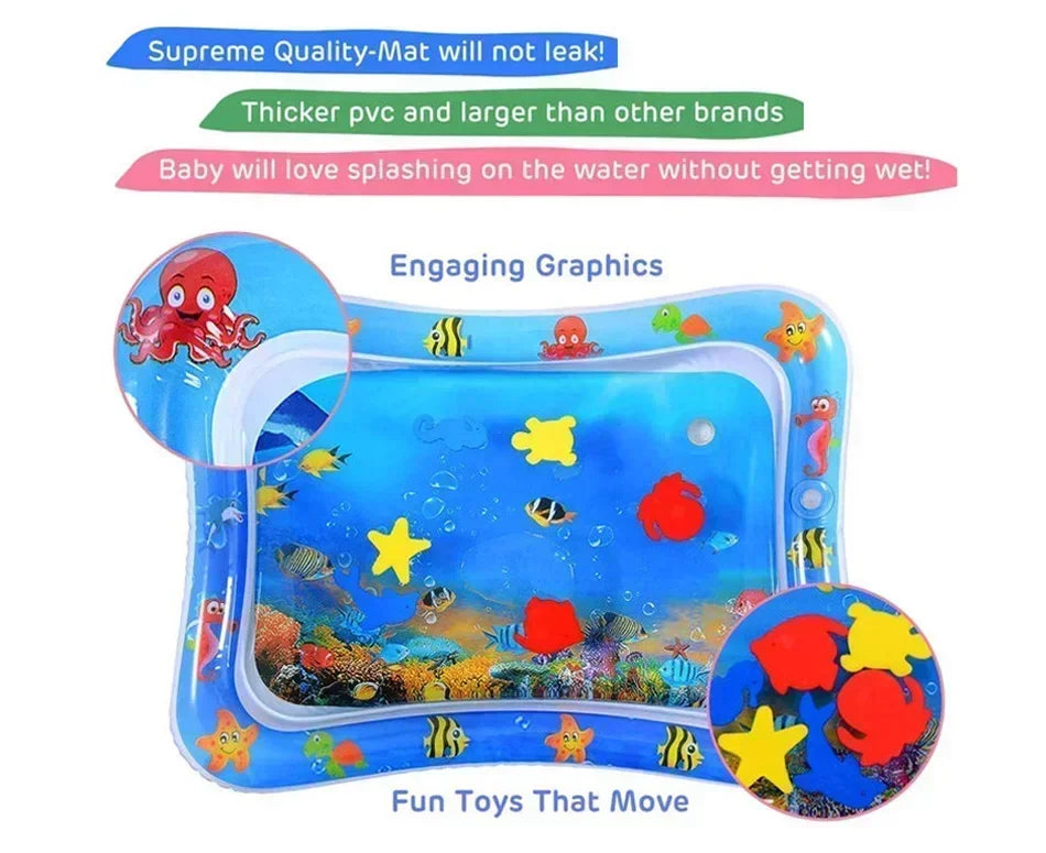Baby Water Play Mat | Inflatable Tummy Time Sensory Pad for Infants & Toddlers