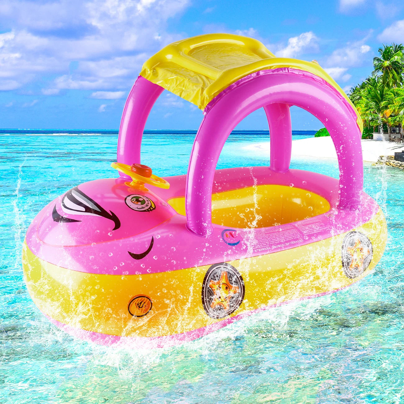 Car Shape Toddler Pool Float – Baby Swimming Ring & Beach Toy for Kids