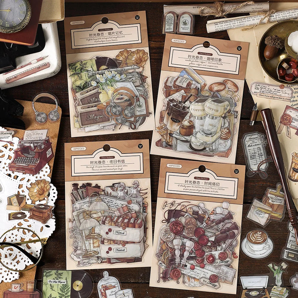 Vintage Dark Art PET Stickers – 40pcs