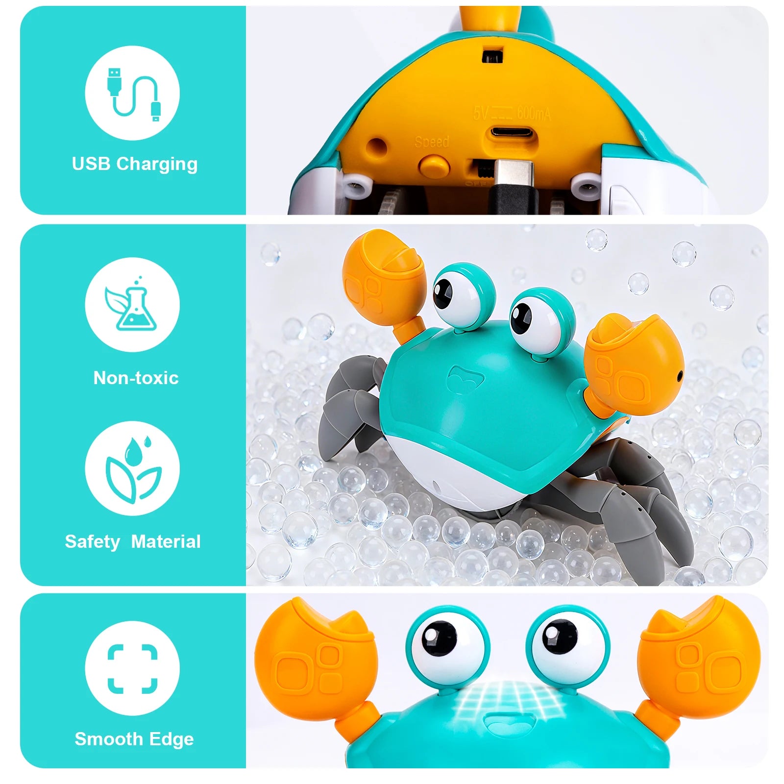 Dancing Crab Baby Toy – Interactive USB Rechargeable Crawling Toy