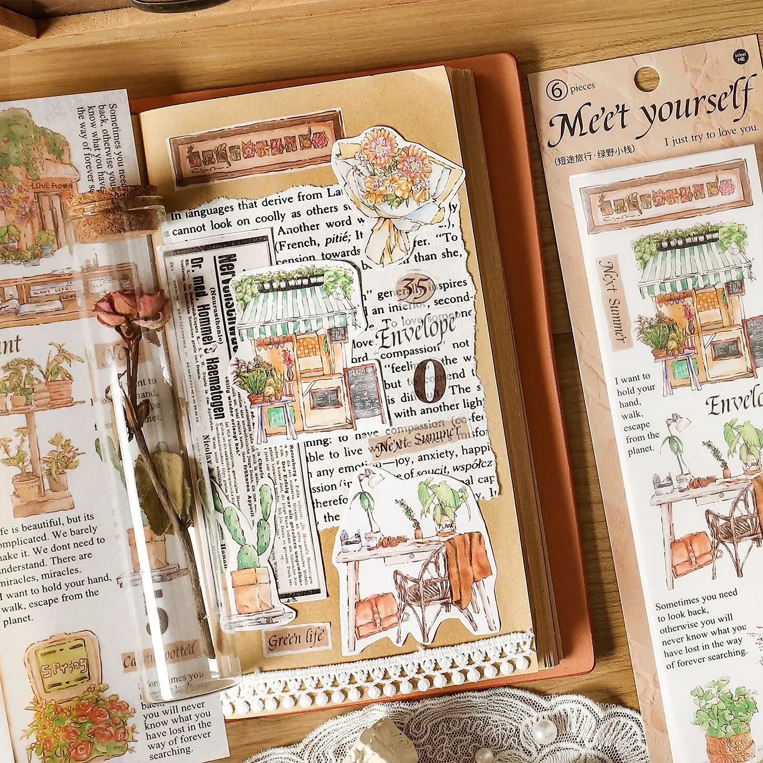 Travel Stickers Pack – 6pcs DIY Scrapbooking & Junk Journal