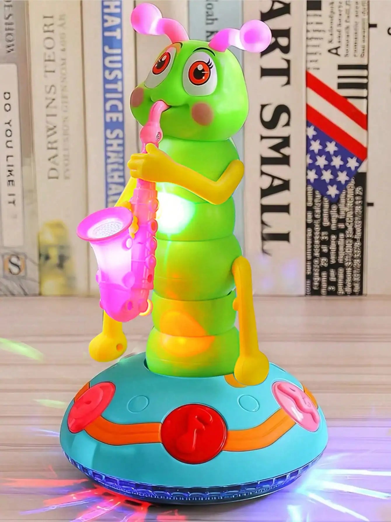 Electric Caterpillar Saxophone Toy – Dancing LED Light Music Toy for Kids