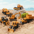 6pc Diecast Engineering Vehicle Set – Alloy Toy Cars with Excavator, Bulldozer & Roller