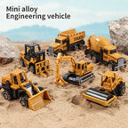 6pc Diecast Engineering Vehicle Set – Alloy Toy Cars with Excavator, Bulldozer & Roller