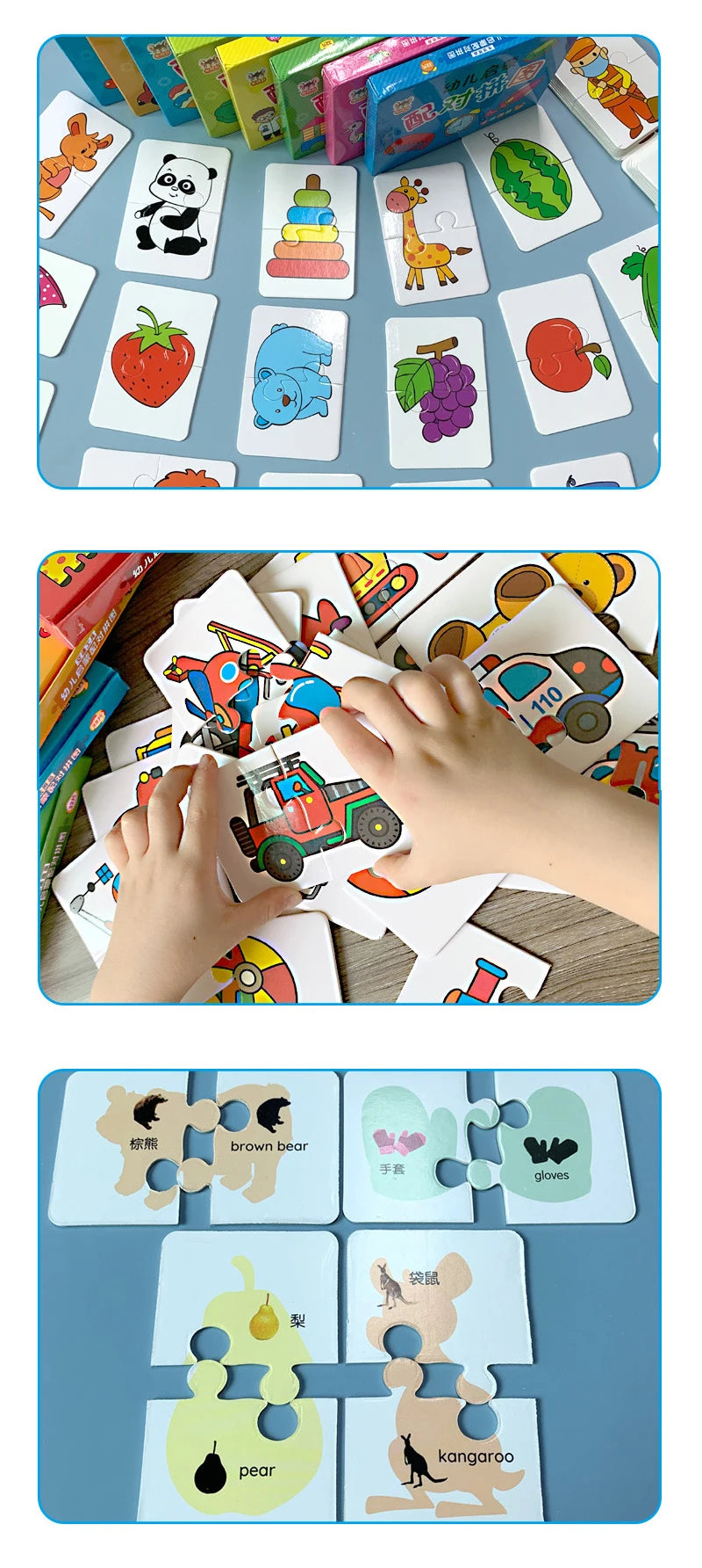 Montessori Flash Cards for Kids – Educational Learning Puzzle Cards for Babies & Toddlers