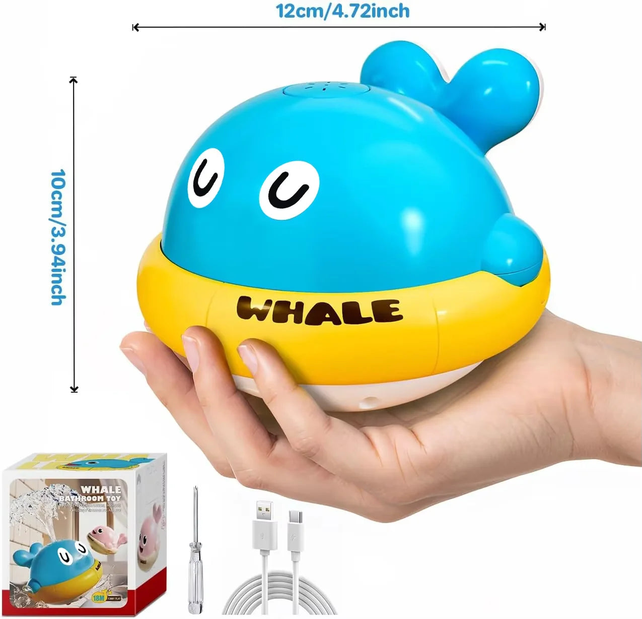 Light Up Whale Bath Toy for Babies & Toddlers – Sprinkler Fountain Bathtub Toy
