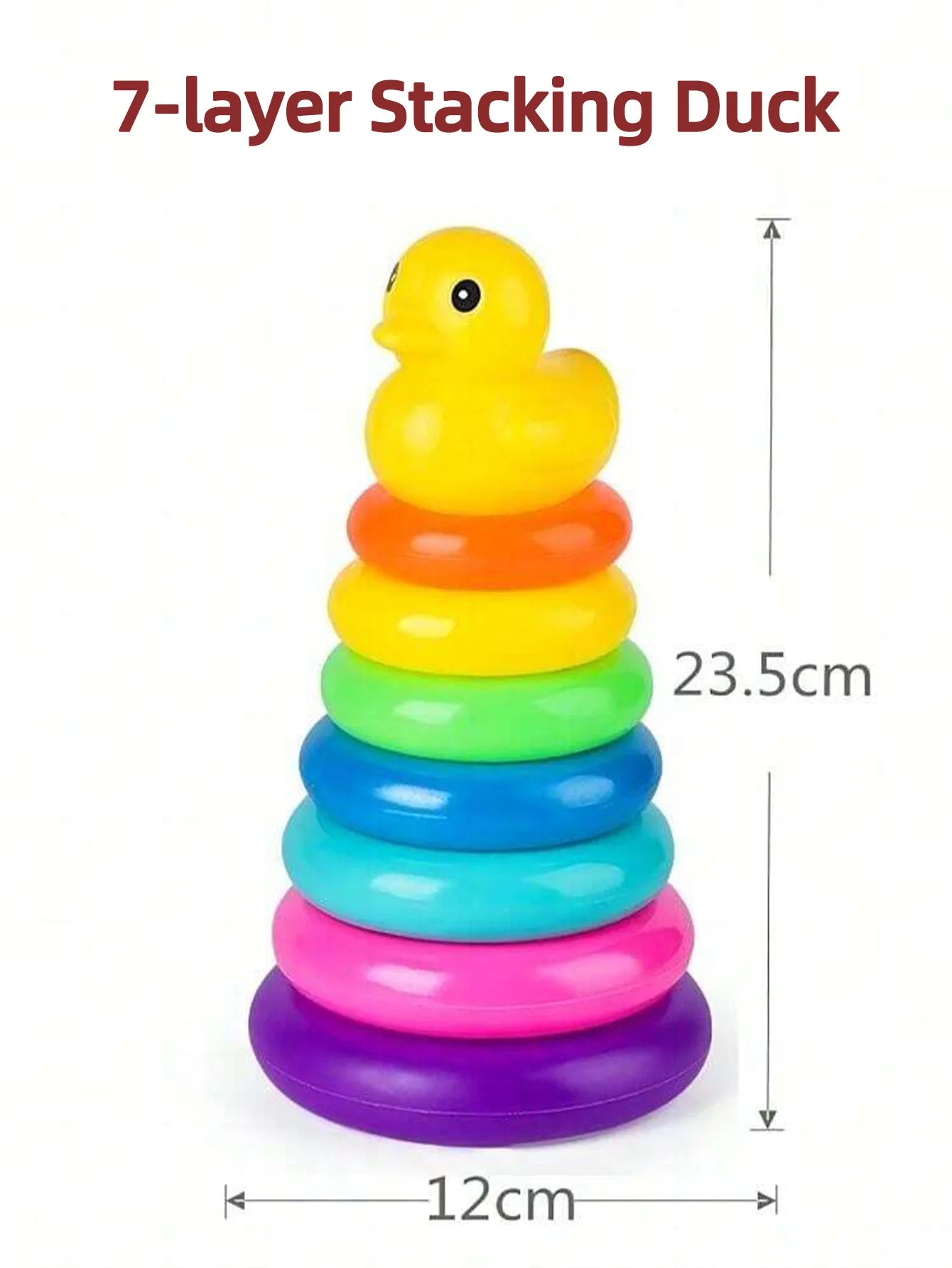 Yellow Duck Rainbow Tower Stacking Toy – Circle Toss & Stacking Game for Kids
