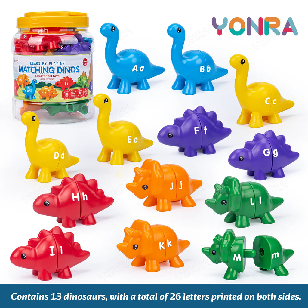 Matching Dinosaur Toy with Storage Bucket – Montessori Counting & Learning Toy for Toddlers