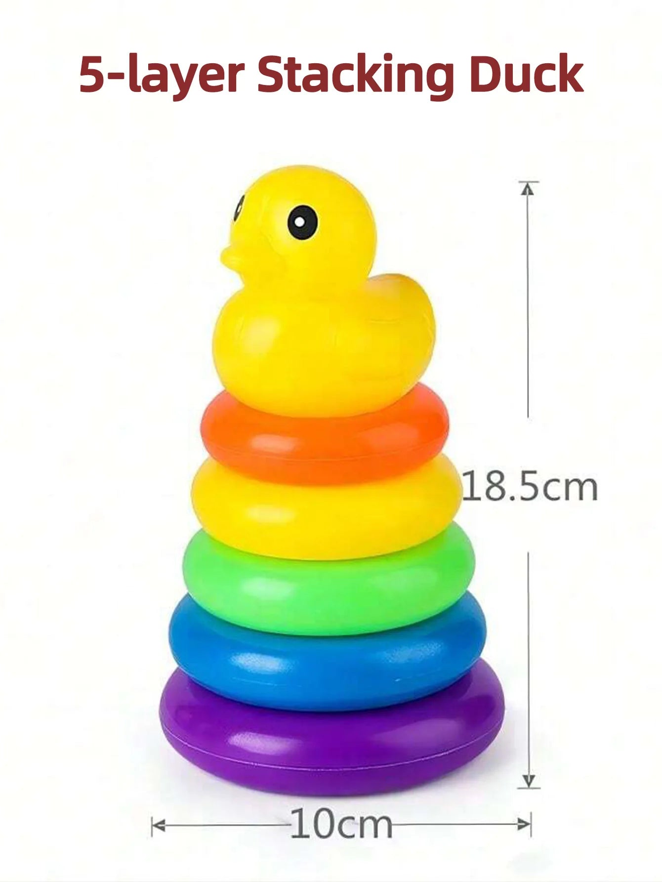Yellow Duck Rainbow Tower Stacking Toy – Circle Toss & Stacking Game for Kids