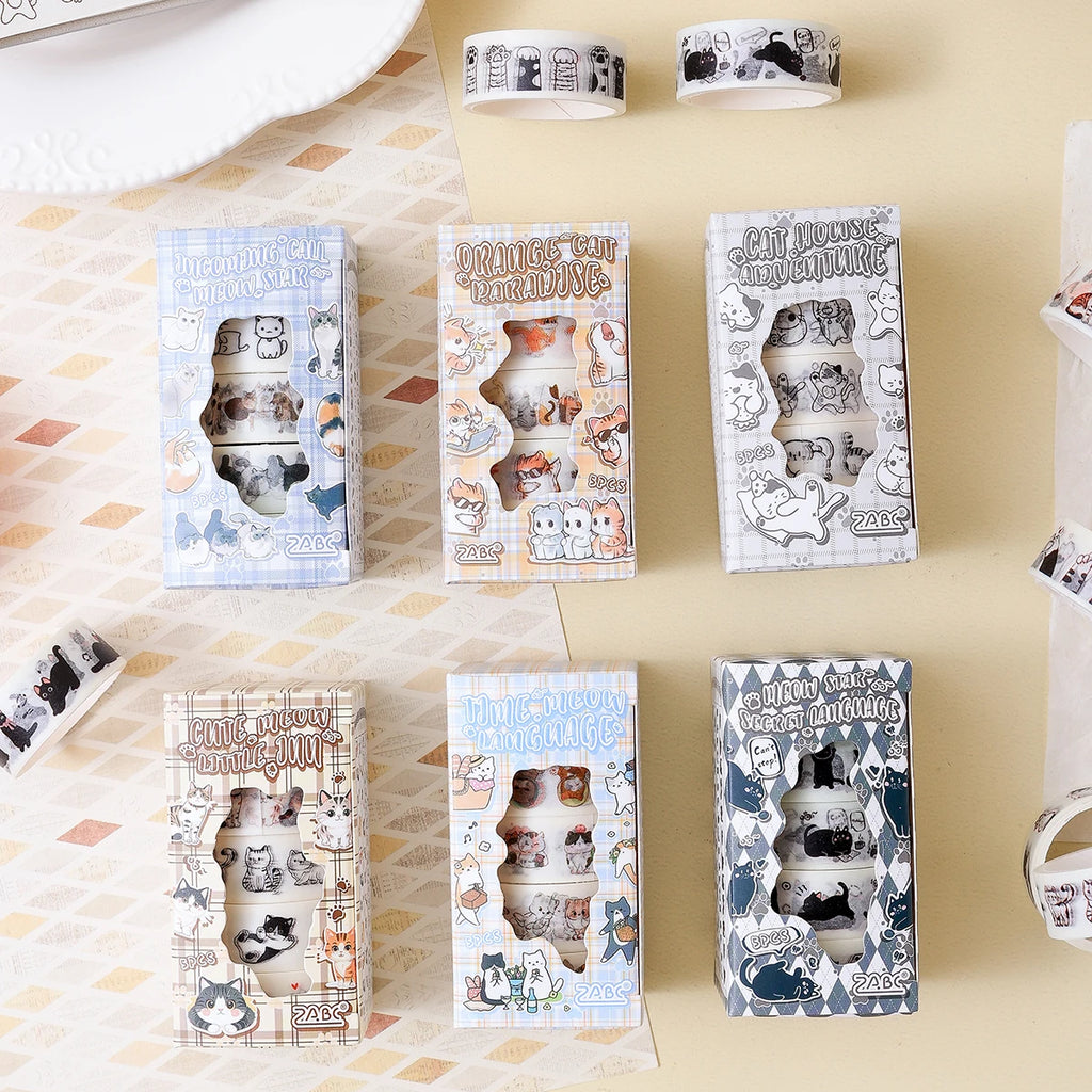 Animal Pattern Washi Tape Set – 5 Rolls