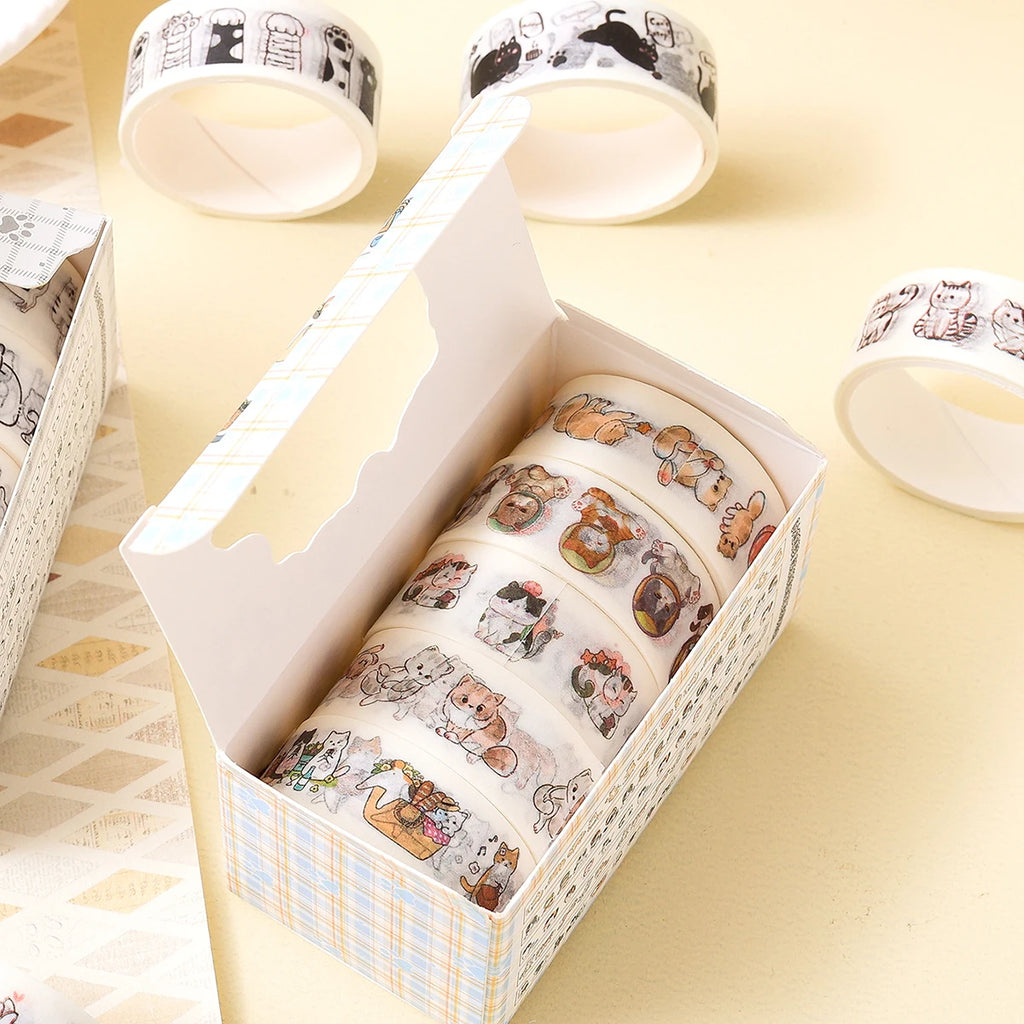Animal Pattern Washi Tape Set – 5 Rolls