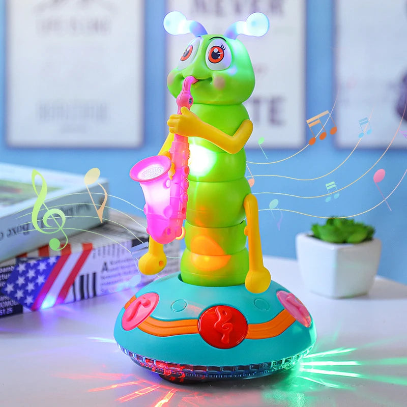 Electric Caterpillar Saxophone Toy – Dancing LED Light Music Toy for Kids