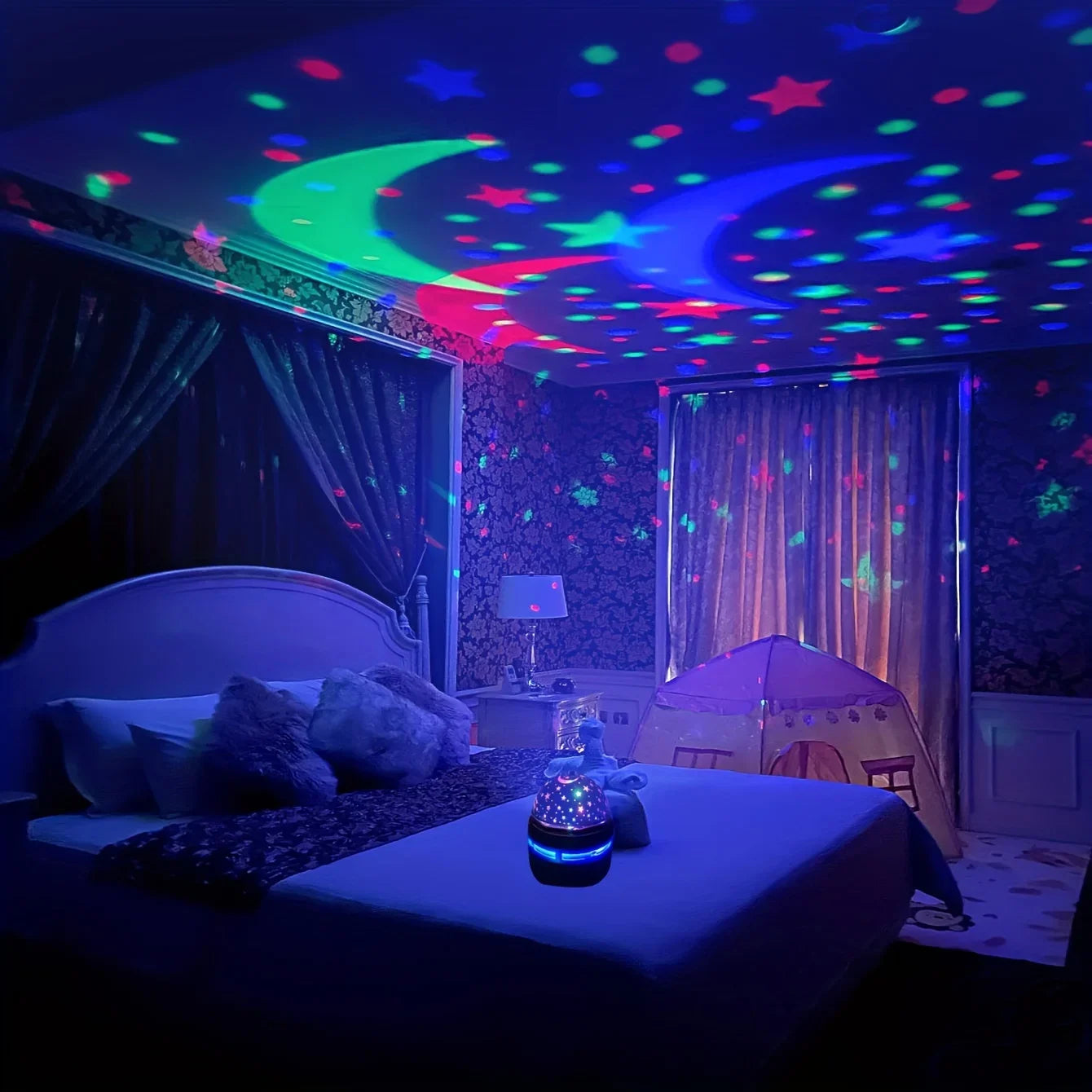 Galaxy Star Projector Night Light – LED Moon & Star Bedroom Atmosphere Lamp