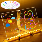 LED Note Board with Night Light – Colourful Drawing Board for Kids with 7 Pens