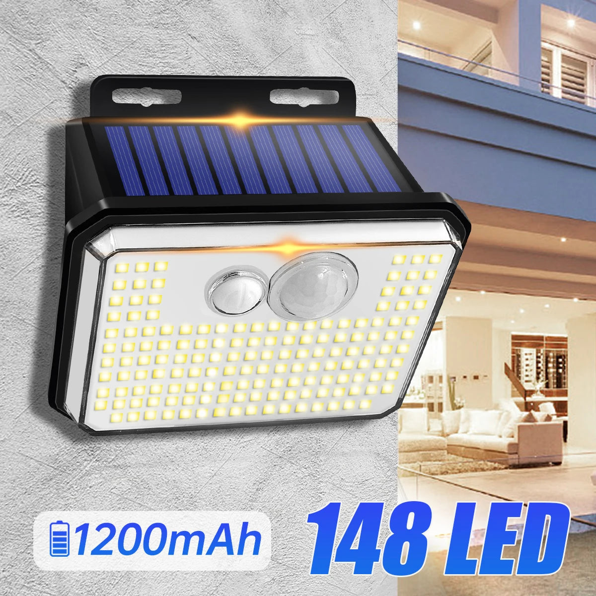 Solar Security Wall Light – 148 LED Motion Sensor Outdoor Garden Lamp