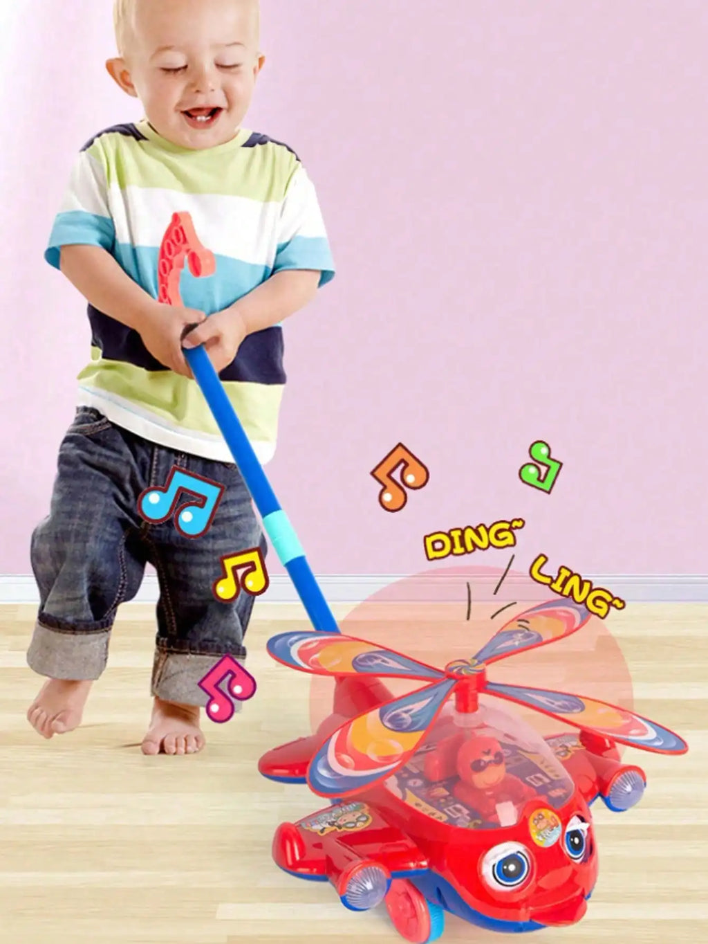 Cartoon Airplane Toy Trolley – Push Along Walking Toy for Toddlers & Kids
