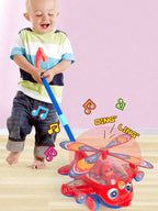 Cartoon Airplane Toy Trolley – Push Along Walking Toy for Toddlers & Kids