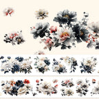 Black & White Flower PET Tape – 2m Roll